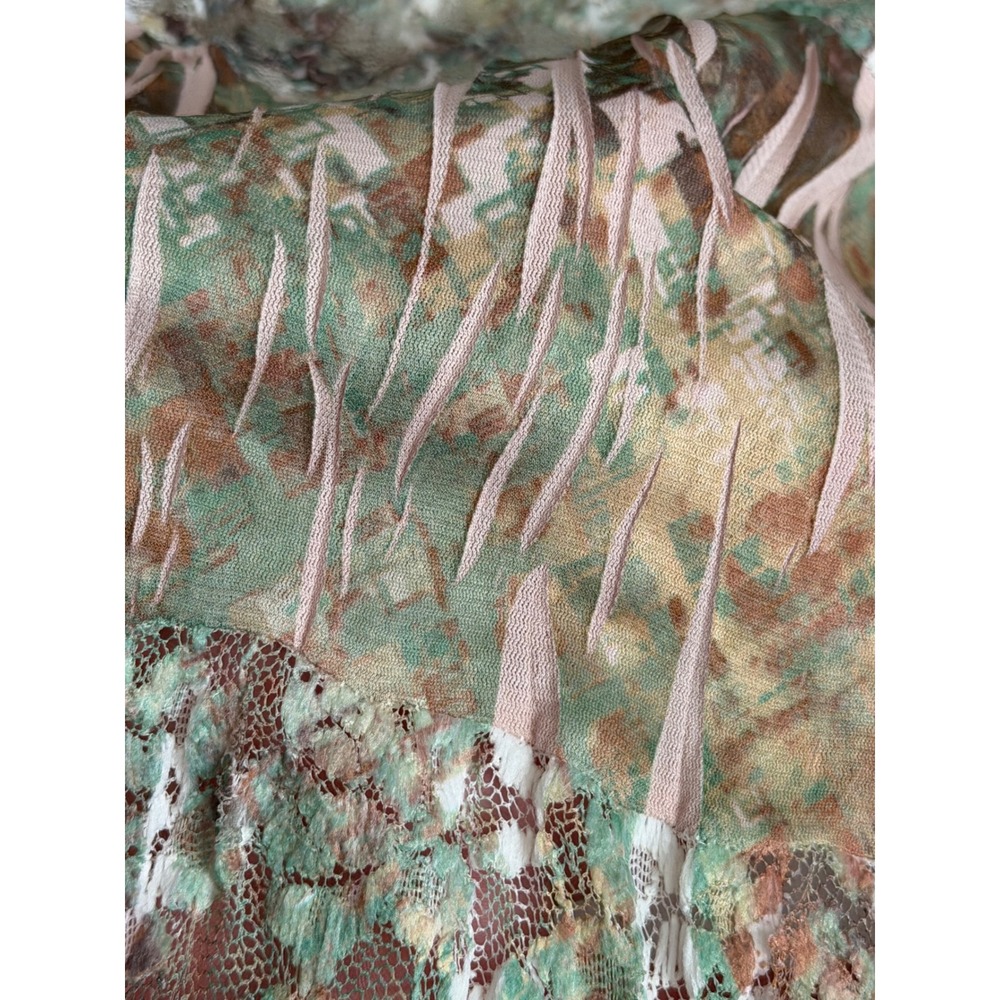 Reba Boho Skirt Cottagecore Women's Tiered Maxi Floral Silk Cotton Blend Size M - Picture 10 of 11